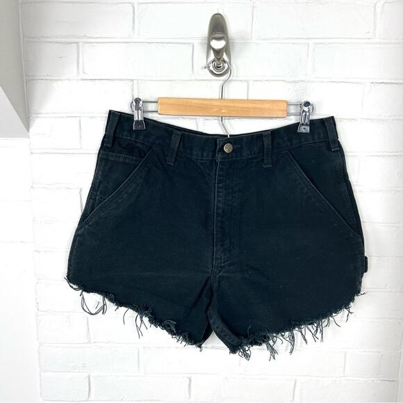 Carhartt Black Denim Handmade Cutoff Cargo Shorts - Picture 1 of 8